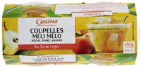 Coupelle méli-mélo pêche, poire, ananas au sirop léger