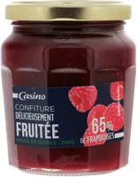 Confiture délicieusement fruitée 65% de Framboises moins de sucres