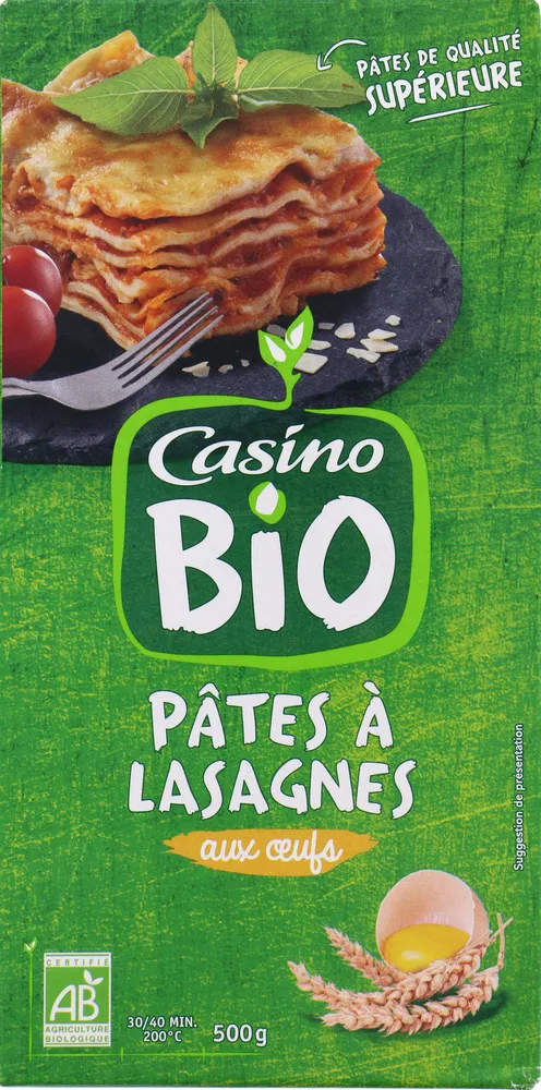 Pâtes à lasagnes aux oeufs BIO