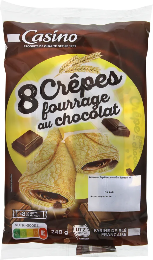 8 crêpes fourrage au chocolat