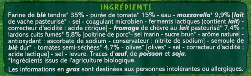 Pizza chèvre lardons tomates mi-séchées
