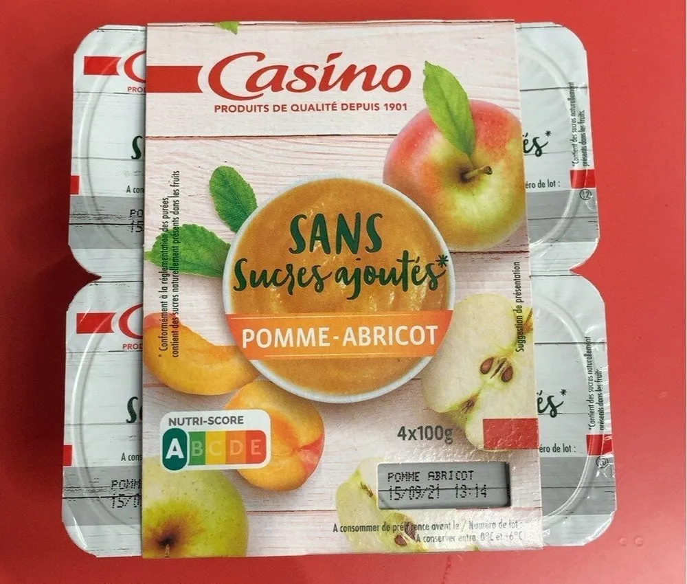 Purée de pommes et d'abricots sans sucres ajoutés