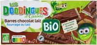 Barres chocolat lait fourrage au lait