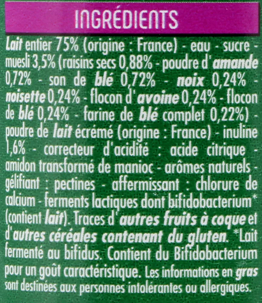 Bifidus muesli