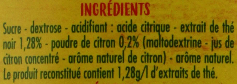 Thé saveur citron boisson instantanée