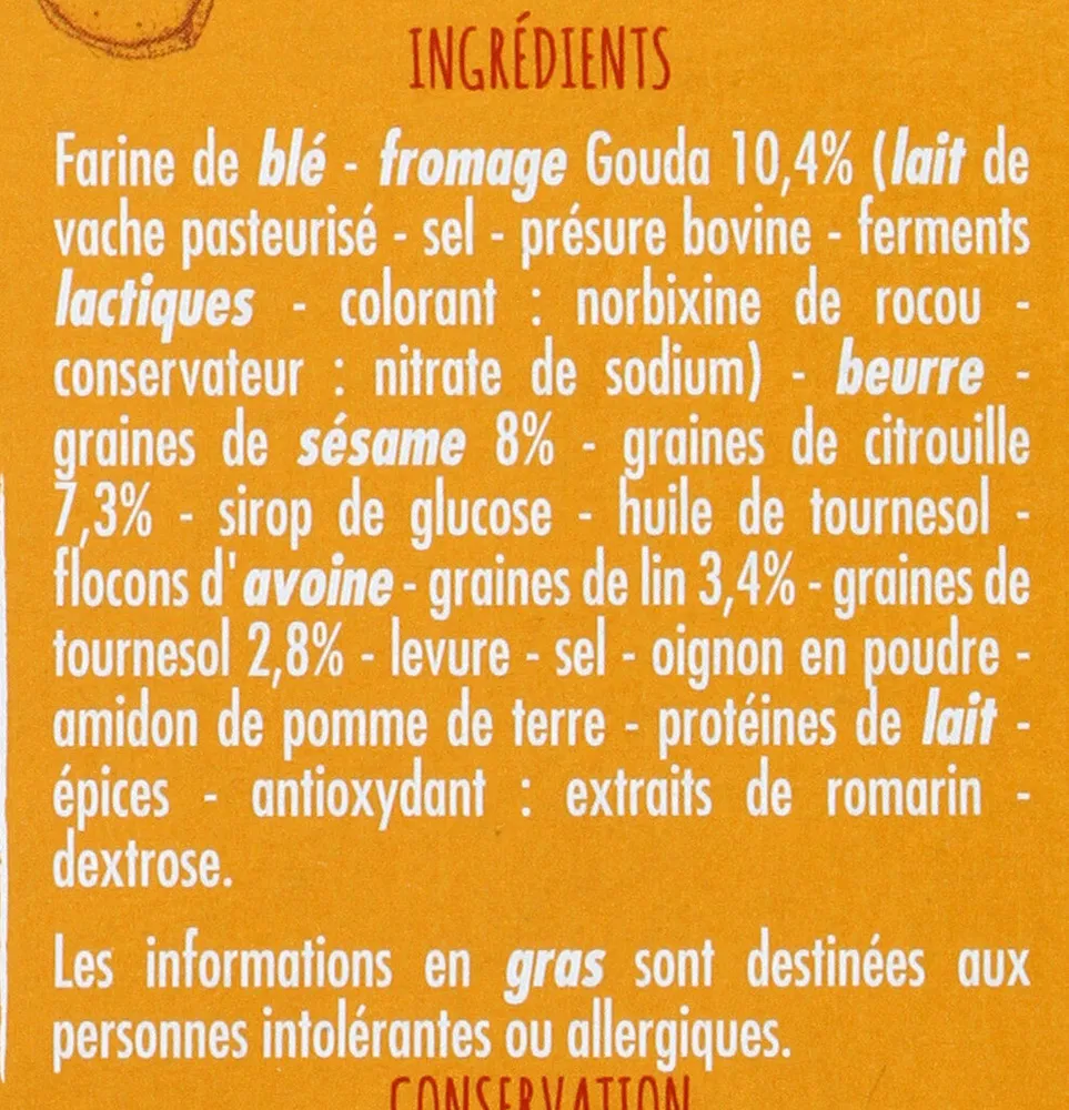 Crackers fromage graines