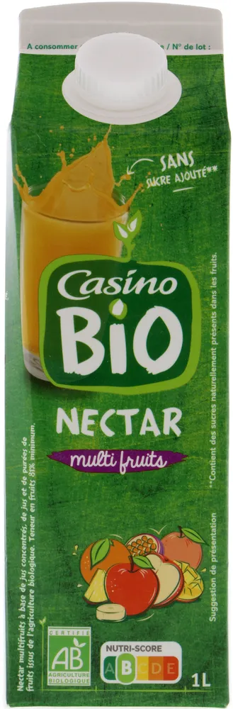 Nectar multifruits à base de jus et de purées de fruits