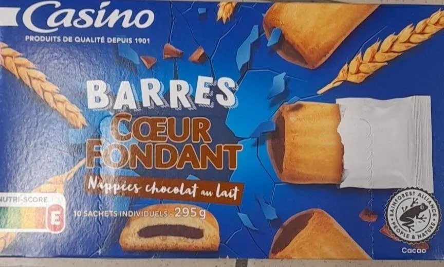 Barres coeur fondant nappées chocolat au lait
