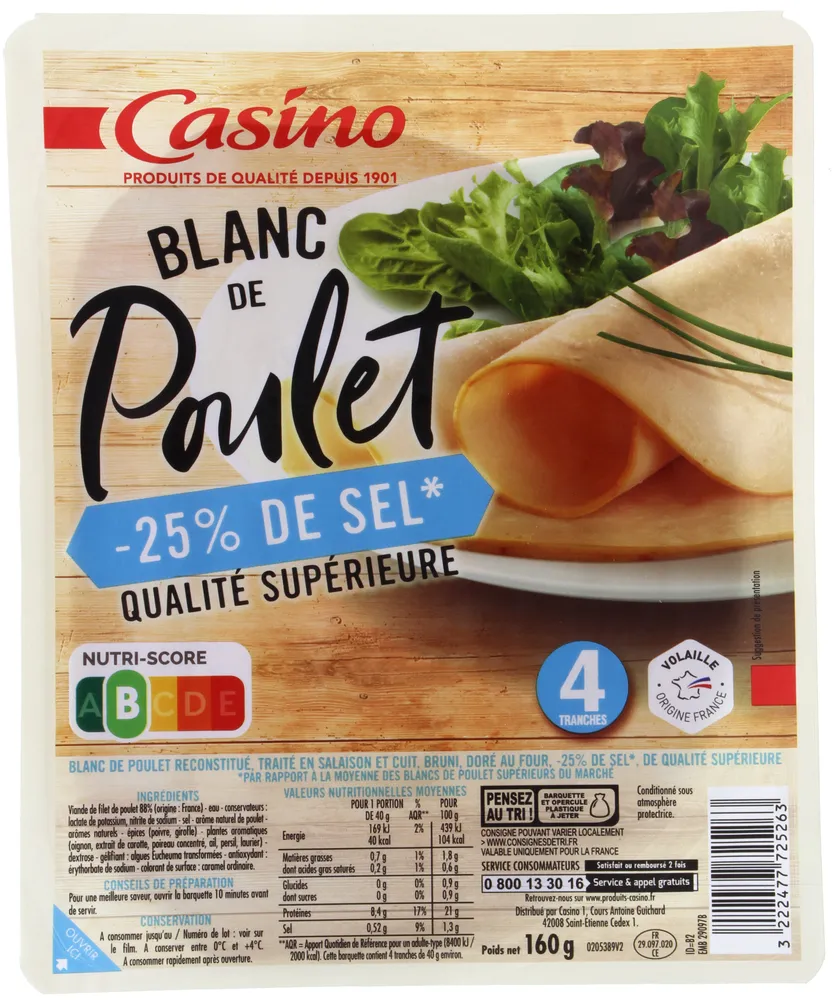 Blanc de poulet 25% de sel