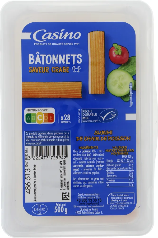 Bâtonnets de surimi saveur crabe