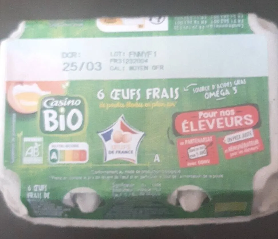 6 OEUFS FRAIS SOURCE D'OMEGA 3