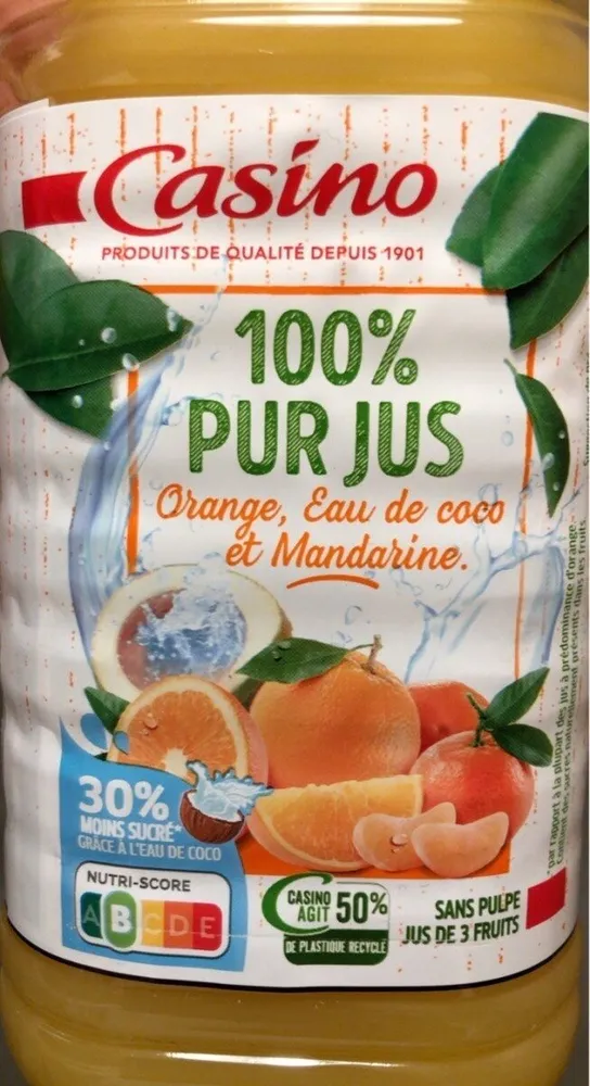 Jus orange, eau de coco et mandarine