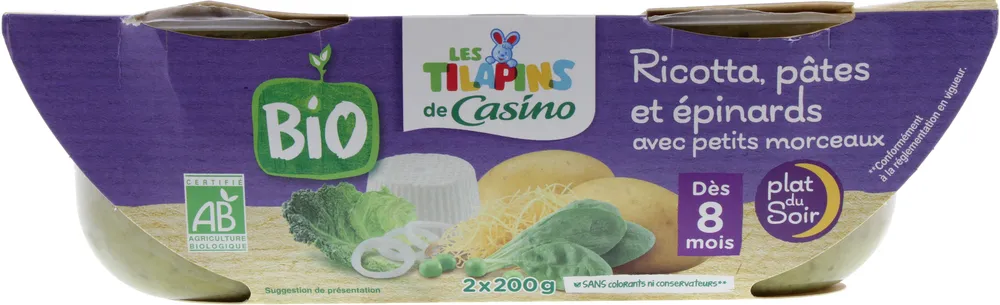 Ricotta Pâtes Epinard, avec petits morceaux