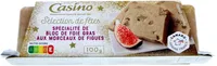 Spécialité de bloc de foie gras de canard aux morceaux de figues séchées