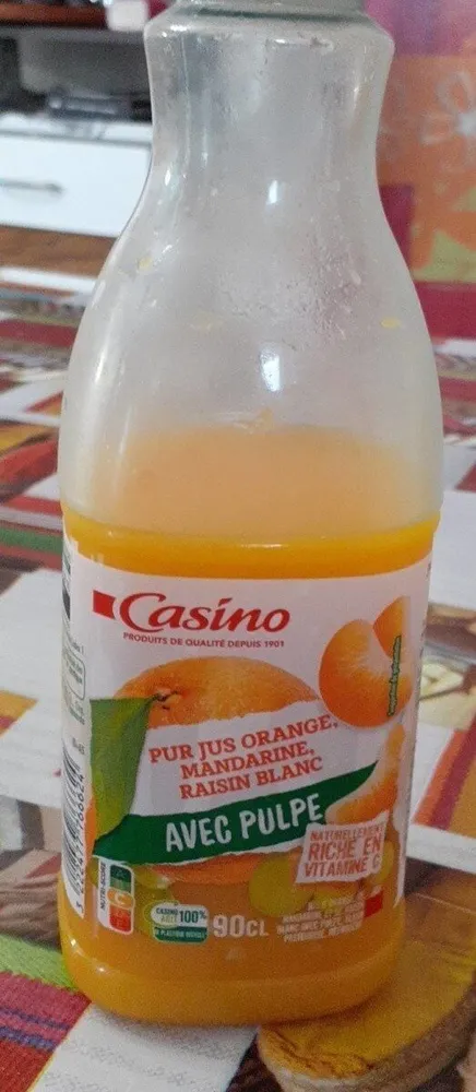 Pur jus orange mandarine raisin blanc