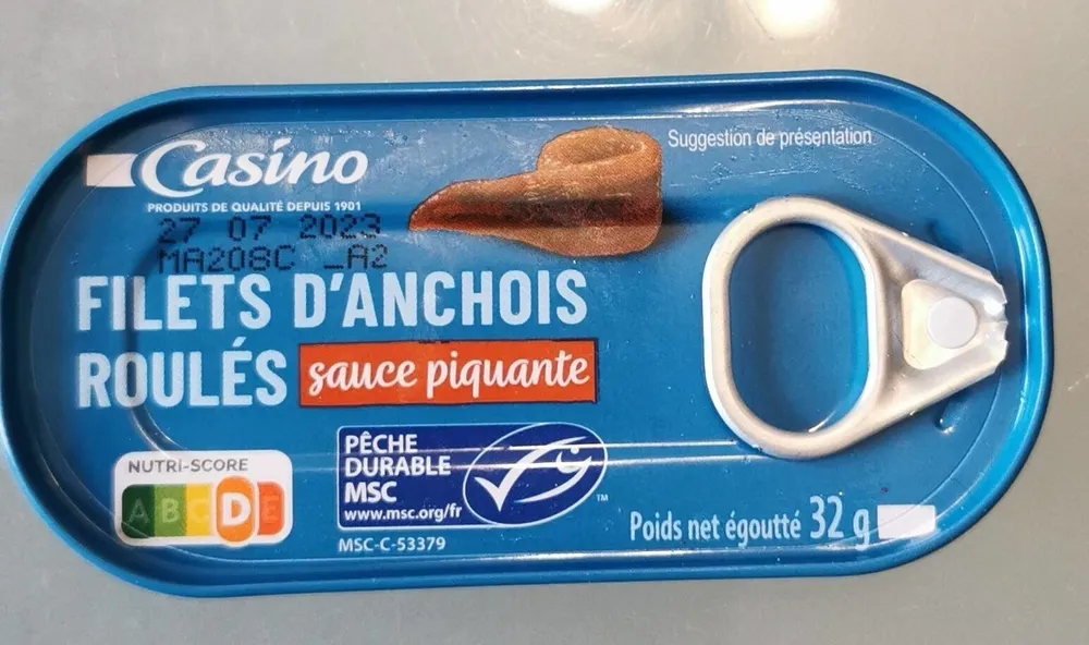 Filets d'anchois roulés sauce piquante