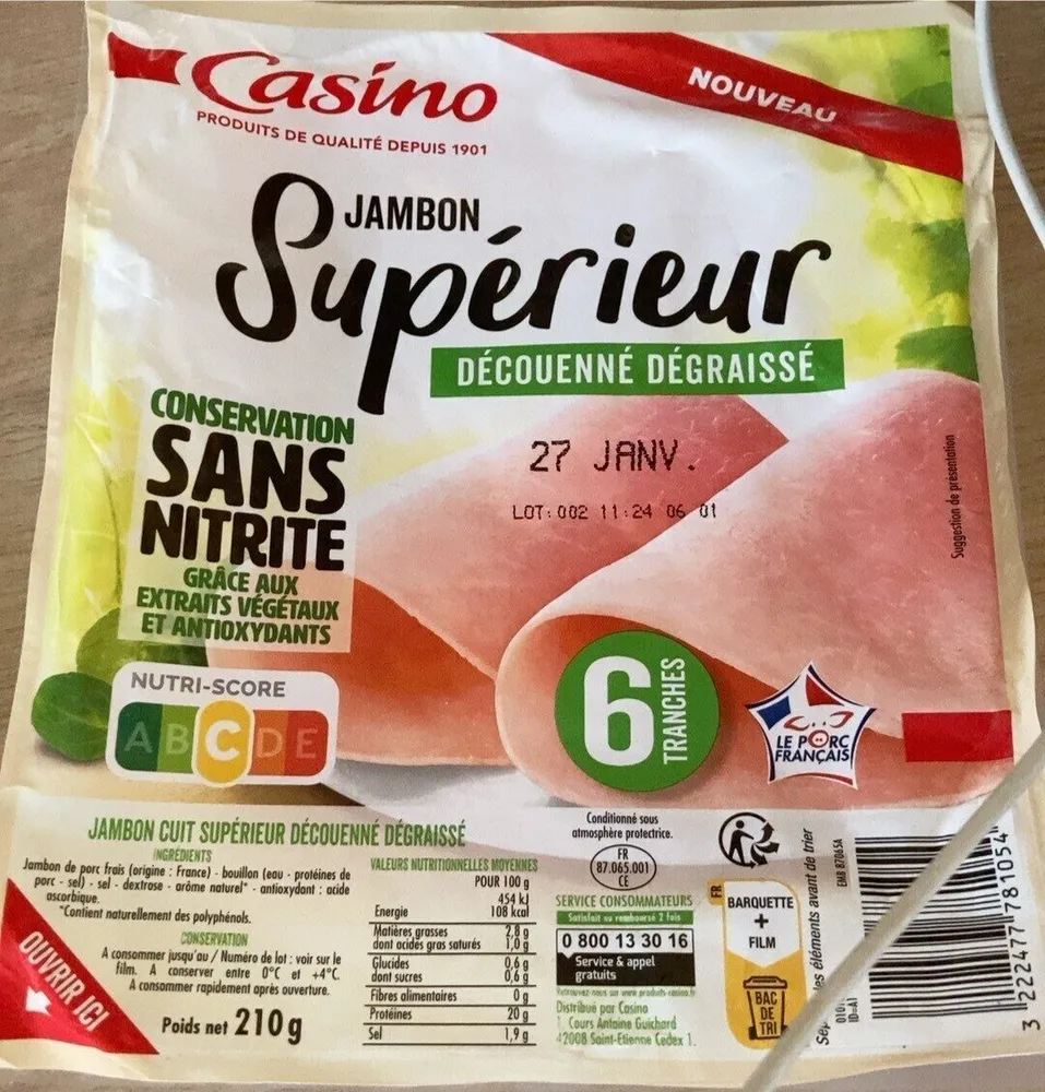 Jambon superieur sans nitrite