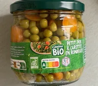 Petits poids et carottes en rondelles