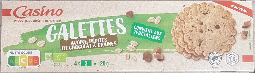 Galettes avoine pépites de chocolat & graines