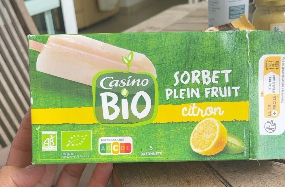 Batônnets Sorbet plein fruit Citron