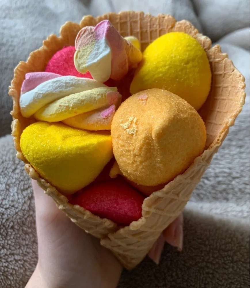 Cornet gaufrette et guimauve assorties
