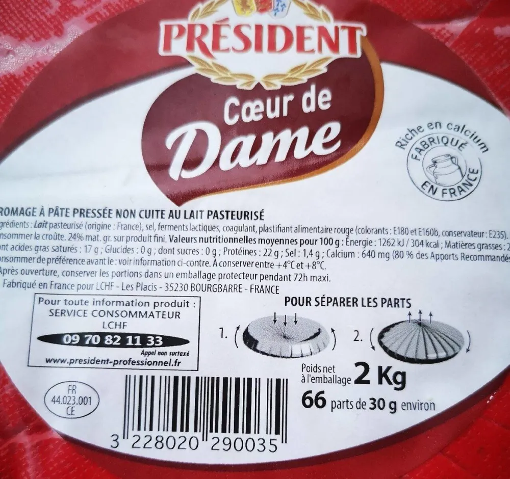 Edam - 192 MG De Calcium 24 % Coeur De Dame