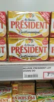 Beurre Doux, 2 Plaquettes De 250 Grammes, Marque Président