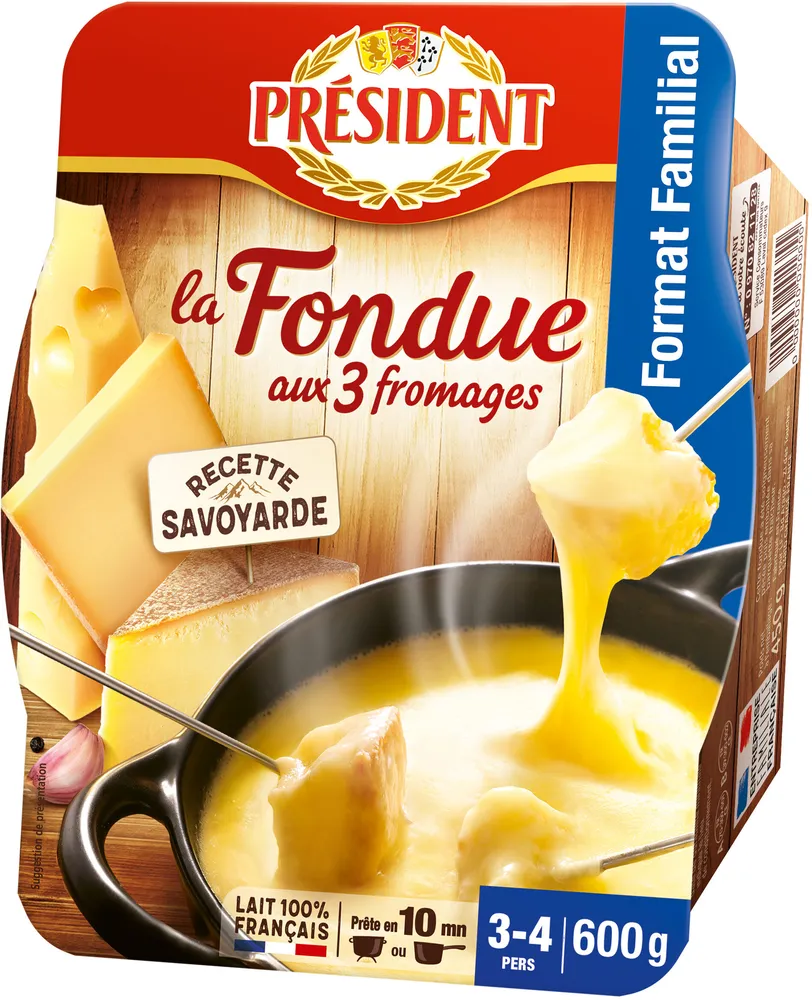 PRESIDENT FONDUE AUX 3 FROMAGES 600g