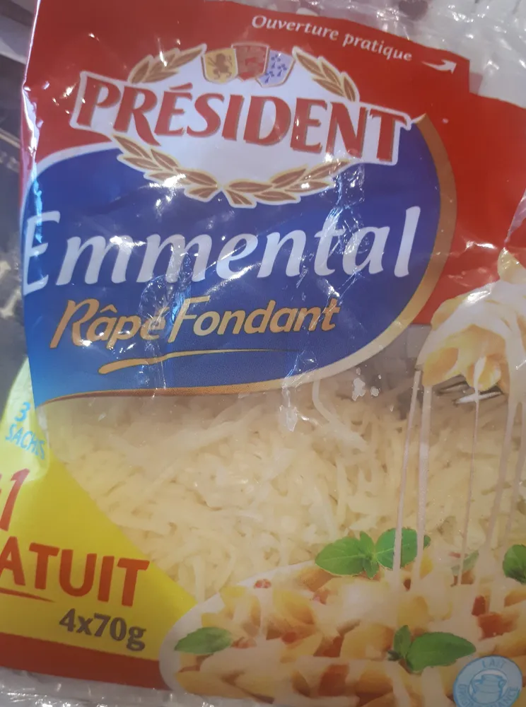 Président Emmental Râpé 3x70g +70g Gratuits