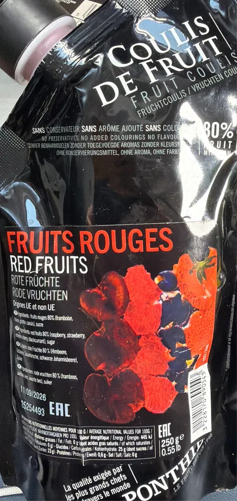 Coulis de fruit rouges