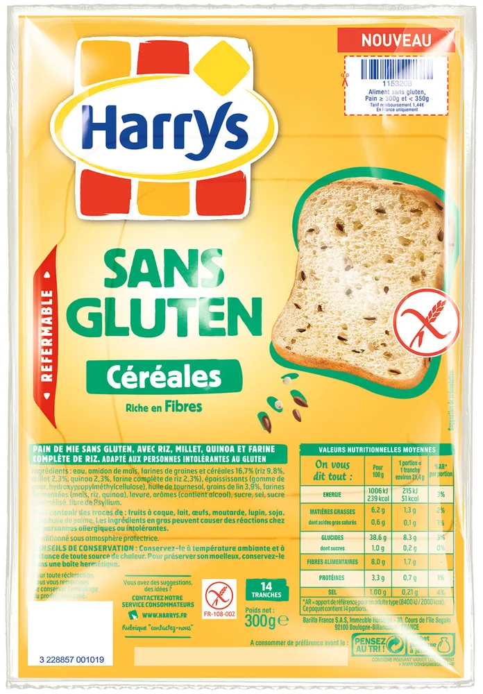 Pain de mie céréales sans gluten