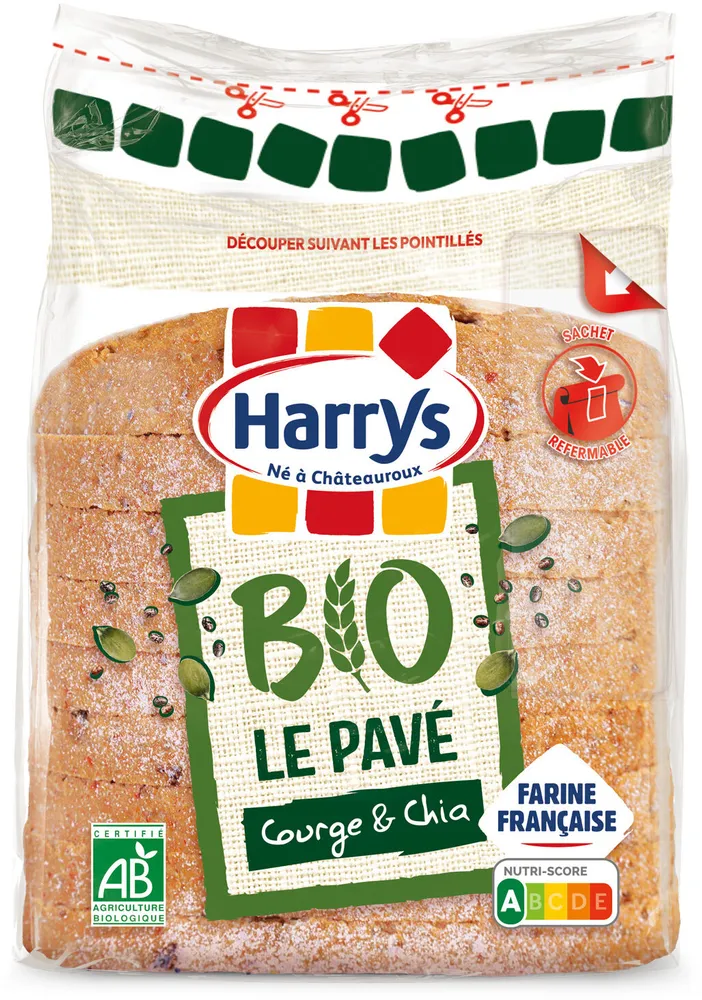 Harrys pain de mie pave bio aux graines de chia et courge 250g