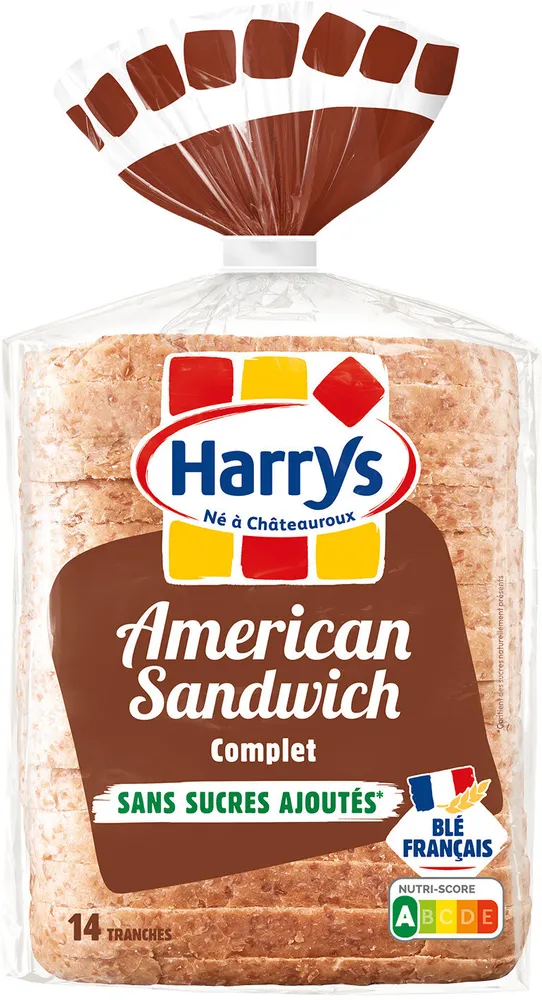 Pain de mie american sandwich complet sans sucres ajoutés 600g