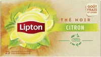 Lipton Thé Noir Citron notes Fraiches et Légères 25 Sachets