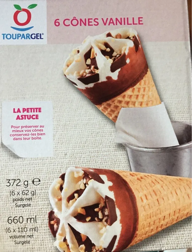 6 cônes vanille
