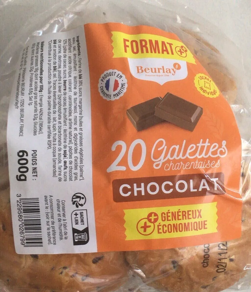 20 galettes charentaises chocolat