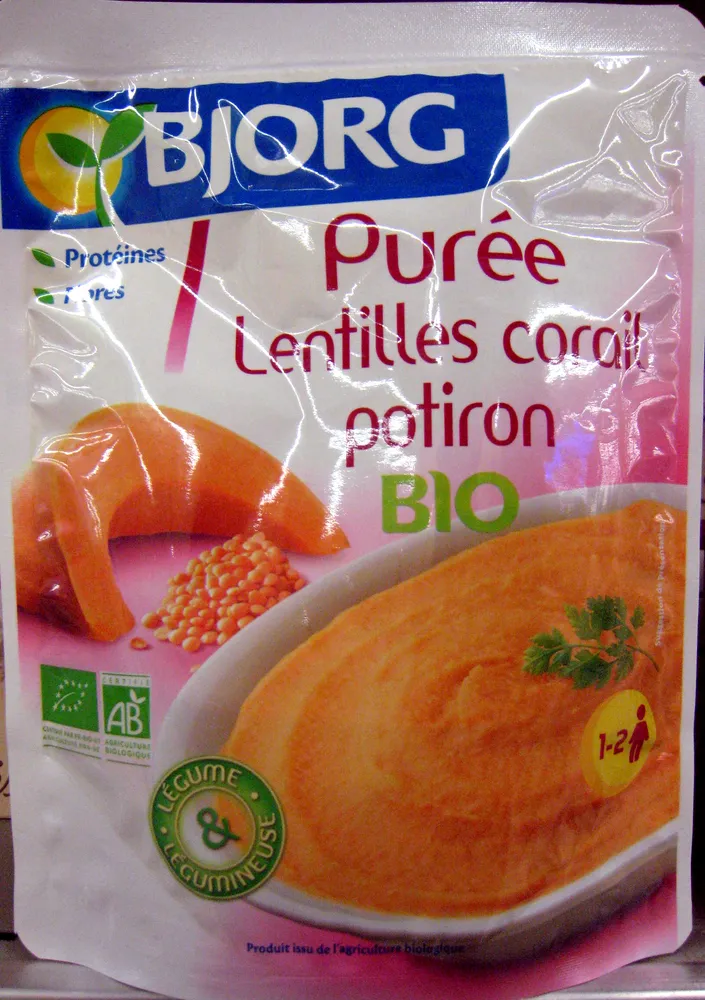 Purée Lentilles corail potiron Bio - 250 g - Bjorg