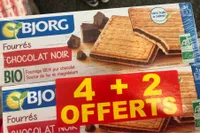 Goûters BIO fourrés chocolat noir. 4 PAQUETS + 2 GRATUITS