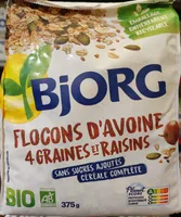 Flocons d'avoine 4 graines et raisins