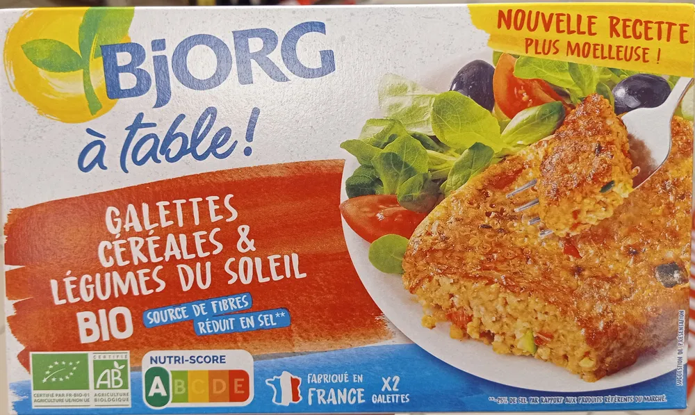 Galette céréales et légumes du soleil
