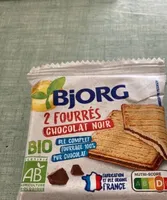 Deux. Fourrées, chocolat noir bio.