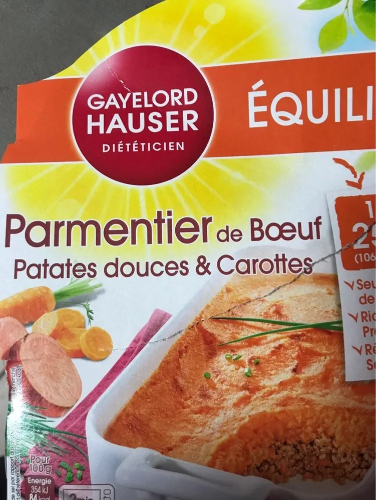 Parmentier de boeuf, patates douces & carottes