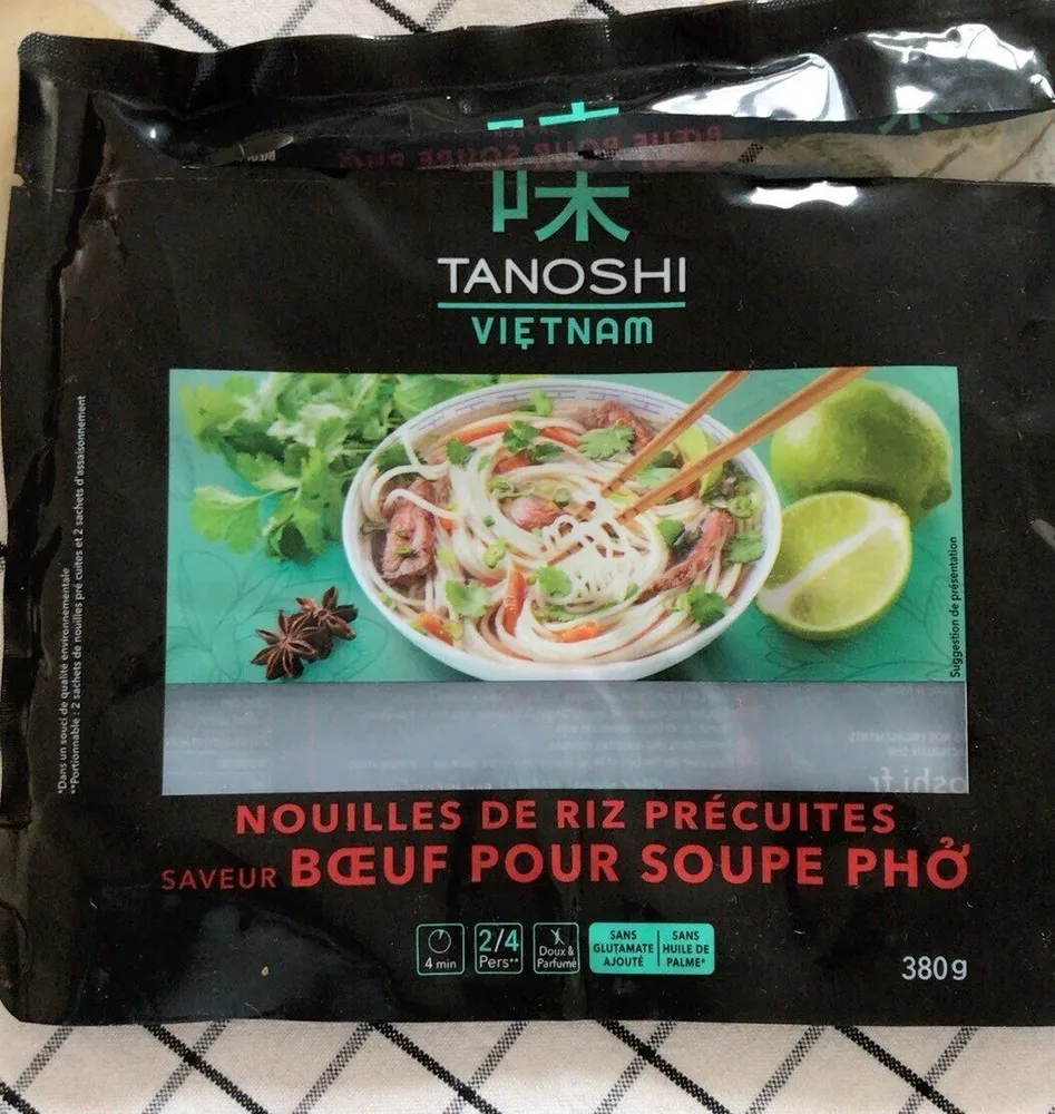 Nouilles de riz precuites saveur boeuf pour soupe pho