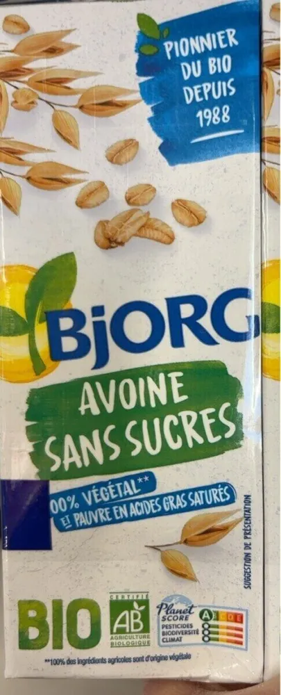 Lait avoine sans sucres