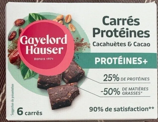Carrés protéines cacahuetes et cacao