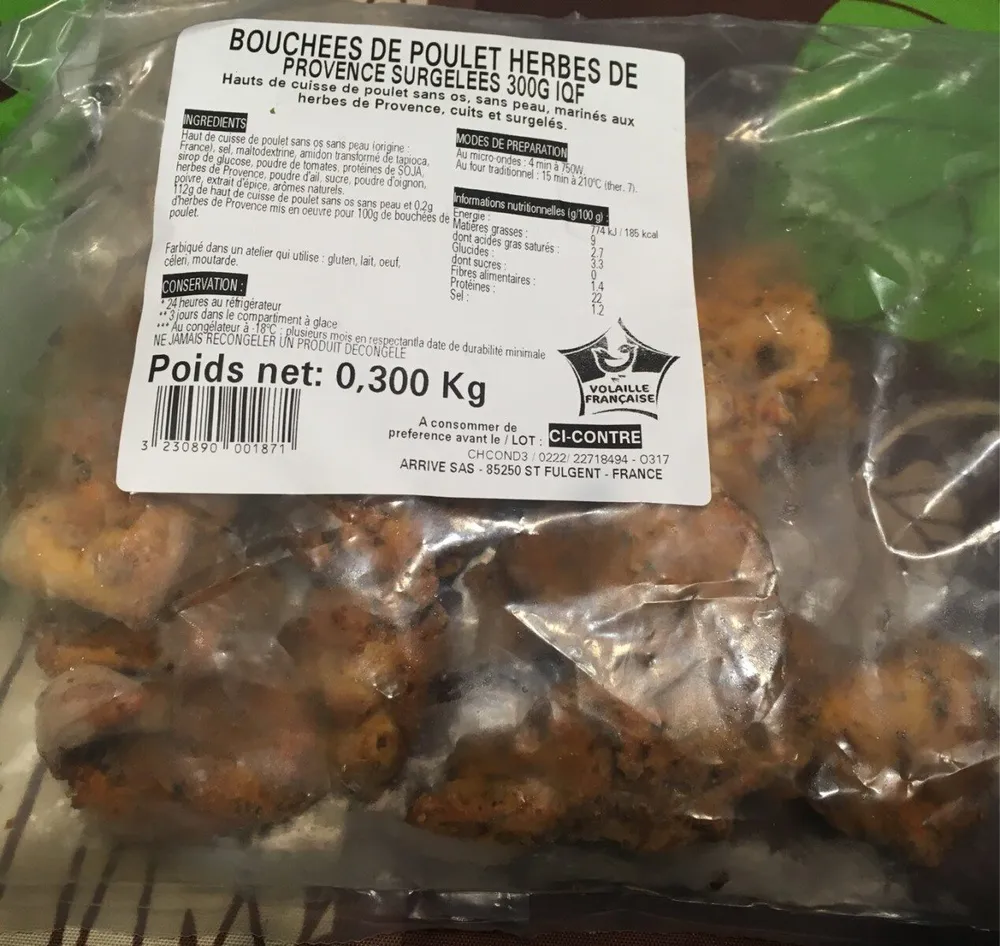 Bouchées de poulet herbes de provence surgelées 300g