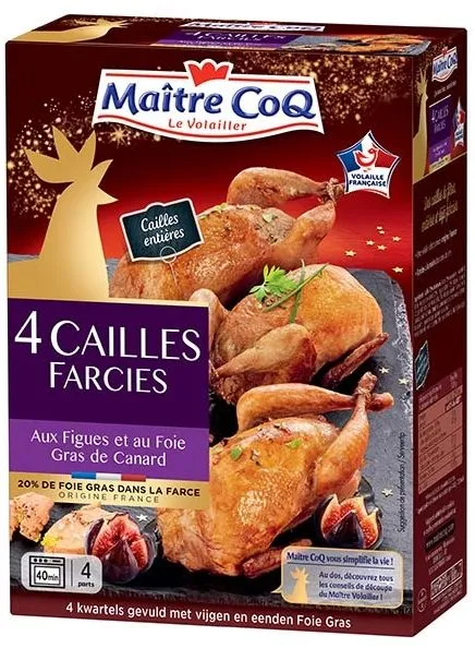 4 cailles farcies aux figues et au foie gras de canard