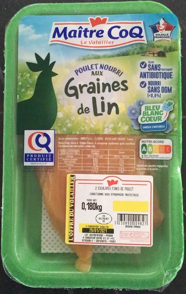 Poulet Nourri aux graines de Lin