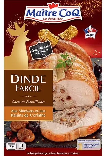 Dinde farcie aux marrons et raisins de corinthe