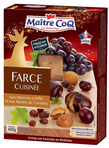 Farce cuisinée aux marrons confits et aux raisins de Corinthe